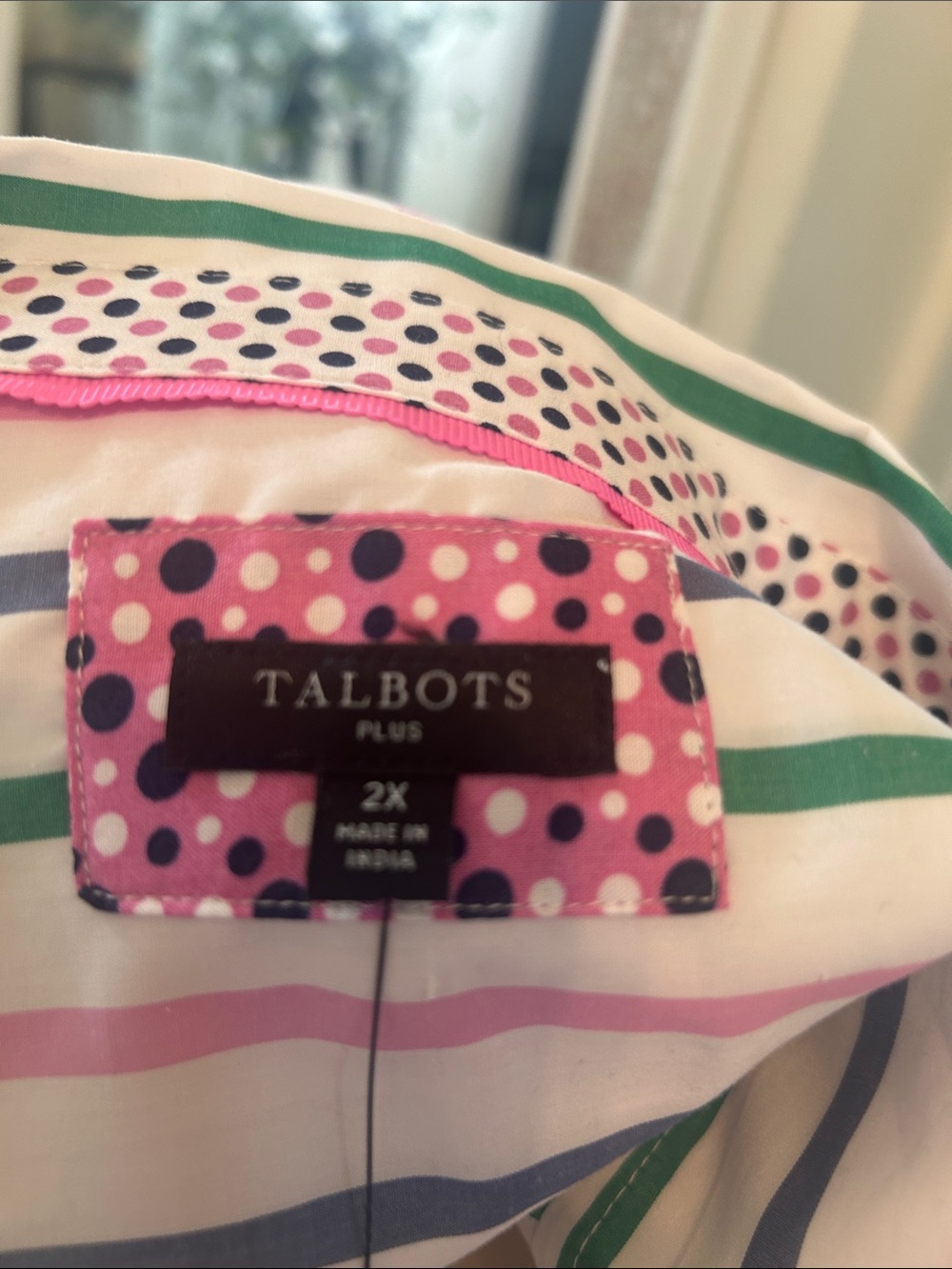 NWT TALBOTS SZ 2X Multicolor Striped Button down shirt - Picture 6 of 9